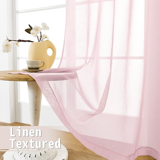 Tollpiz Short Sheer Door Curtains Closet Linen Textured Curtains Sheer Doorway - Image 4