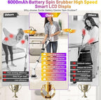 6000mAh Battery Electric Spin Scrubber 5inch Large Brush, Zordin Best Power - Image 7
