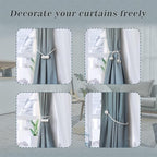 Hion Magnetic Curtain Tiebacks White 6 Pack, Curtain Tiebacks Buckles Holdbacks - Image 4