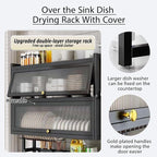 Dish Drying Rack 4 Tiers with Cover, Keep Kitchen Sink Shlef Organized - Image 4