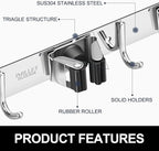 IMILLET Broom and Mop Holder Wall Mounted, Stainless Steel Broom Holder Mop - Image 2