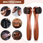 2 Pcs Horsehair Shine Shoes Brush Kit Polish Dauber Applicators Cleaning - Image 3