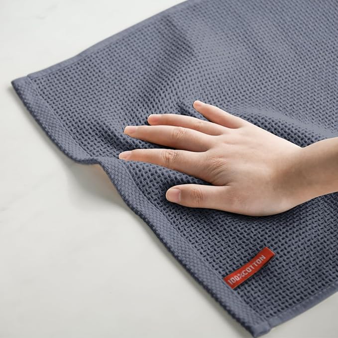 Artoid Mode 100% Cotton Dark Grey Waffle Weave Kitchen Dish Cloths, 12x12 Inch - Image 5