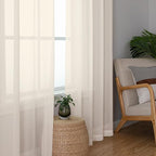Chyhomenyc Cream Sheer Curtains 63 Inches Long 2 Panels Set- Light Filtering - Image 4