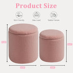 Round Ottoman with Storage Set of 2-Upholstered Sherpa Vanity Stool - Image 3