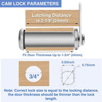 Extra-Long Cam Locks, 2-1/8 Inch, Keyed Alike, Zinc Alloy - Image 2