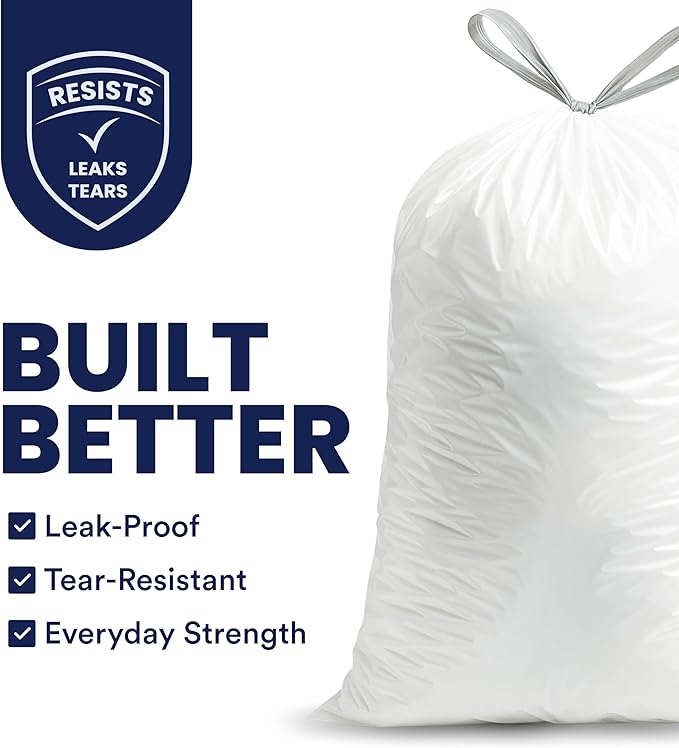 Plasticplace 13 Gallon Trash Bags â”‚ 1.2 Mil â”‚ White Drawstring Garbage Can - Image 2