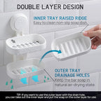 LEVERLOC Soap Dish Holder for Shower Double Layer Suction Cup Wall Mounted - Image 2