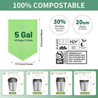 5 Gallon Trash Bags Compostable Compost Small Garbage Bag Extra Thick 0.78 Mil - Image 4