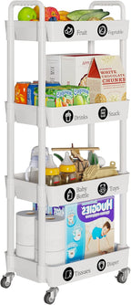 Laiensia 4-Tier Storage Cart, Mobile Shelving Unit Cart - Image 2