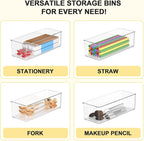 Set of 8 Clear Plastic Storage Bins, 6 Large +2 Small Pantry Organizers and - Image 6