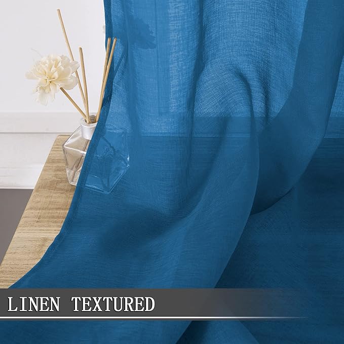 Tollpiz Sheer Tier Curtains Kitchen Linen Textured Half Curtain Sheers Light - Image 2