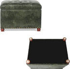 24'' Leather Ottoman with Storage Rectangle Foot Rest Ottomans Stool - Image 7
