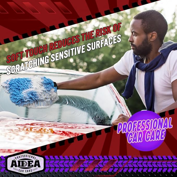 AIDEA Car Wash Mitt Microfiber-2PK, Scratch-Free& Lint-Free, Premium Chenille - Image 4