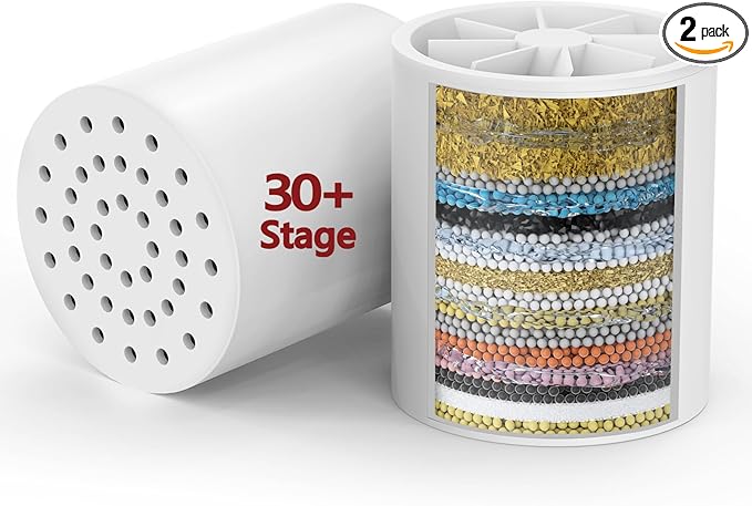 2 Pack 33 Stage Universal Shower Filter Replacement Cartridge by DesignedforaSpa-LikeShower
