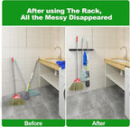 voze 3 Racks and 4 Hooks Mop and Broom Holder Wall Mount, Self Adhesive Heavy - Image 3