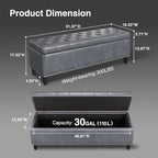 Storage Ottoman Bench, 51-Inch Large Storage Ottoman - Image 2