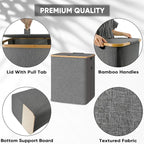 BALEINE Laundry Hamper with Lid, Tall Laundry Baskets with Bamboo Pull Handles - Image 3