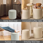 Round Ottoman with Storage Set of 2-Upholstered Sherpa Vanity Stool - Image 6