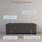 BELLEZE Storage Faux Leather Ottoman, 47 Inch Bench Bedroom Bench - Image 4