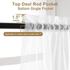 Chyhomenyc White Sheer Curtains 30 inch Length 2 Panels, Light Filtering Voile - Image 3