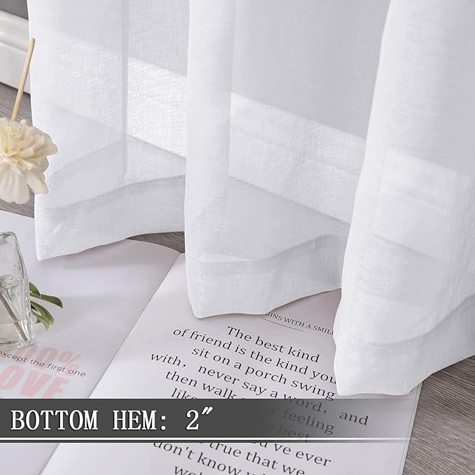 Tollpiz Sheer Curtains Living Room Linen Textured Curtain Sheers Light - Image 4