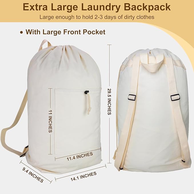 Laundry Bag Backpack, Canvas Laundry Bag - Image 2