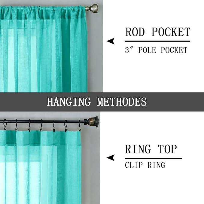 Tollpiz Short Sheer Curtains Living Room Linen Textured Curtain Sheers Light - Image 5