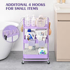KINGRACK 3 Tier Rolling Cart, Metal Mobile Storage Shelf - Image 5