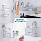 TAILI Double Layer Soap Dish Holder, Bar Soap Tray Suction Cup - Image 4