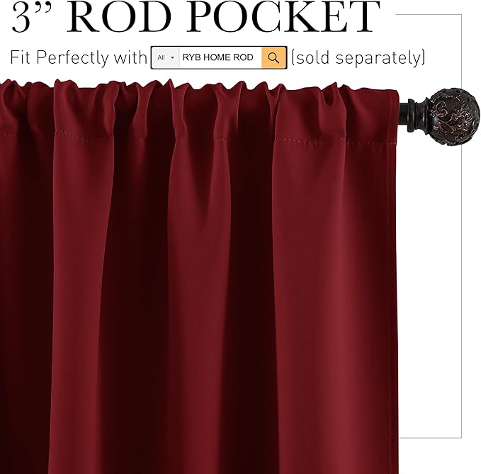 RYB HOME Small Curtains for Kitchen Window - Image 2