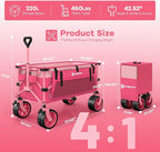 220L Collapsible Wagon Cart Foldable, 460lbs Load Capacity Heavy Duty Folding - Image 2
