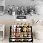 AT-VALY 3-Tier Spice Rack, Iron&MDF Kitchen Storage Shelf, Space-Saving - Image 3