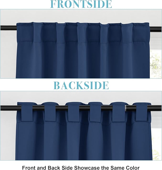 RYB HOME Blackout Kitchen Curtains, Thermal Insulated Back Tabs Window Curtain - Image 6