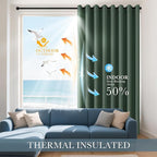 PONY DANCE Dark Green Blackout Curtains 80 inch Long 2 Panels Set, Thermal - Image 3