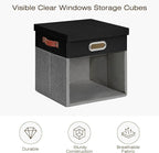 Fabric Storage Cubes with Clear Windows and Lids 11'' Foldable Storage Bins - Image 3
