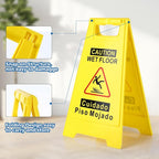 3-Pack Caution Wet Floor Sign, 17.5" Height, Bright Yellow Double-Sided Folding - Image 4
