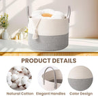 Woven Blanket Basket, 65L Large Rope Storage Bin - Image 3