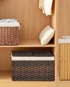 Storage Basket with Lid Rattan Storage Basket with 2 Separate Lid, 27.8 Gallon - Image 7