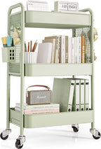 TOOLF 3 Tier Rolling Cart Storage Organizer, Metal Rolling Utility Cart by TOOLF