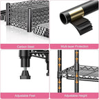 Heavy Duty Rolling Garment Rack 3 Tiers Adjustable Wire Shelving Clothes Rack - Image 2