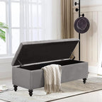 Storage Ottoman 50.2 Inches Upholstered Fabric Storage Ottoman Bench，Button - Image 3