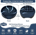 Self Draining Soap Dish, Silicone Suction Cup Soap Holder Tray Savers Container - Image 4