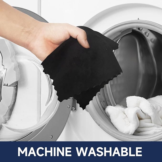 MRD's Home 12" x 12" Black Microfiber Cleaning Cloth, Lint Free, Scratch & - Image 7