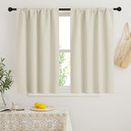 RYB HOME Beige Short Curtains Blackout, 45 inch Durable Cafe Curtains Room by RYBHOME