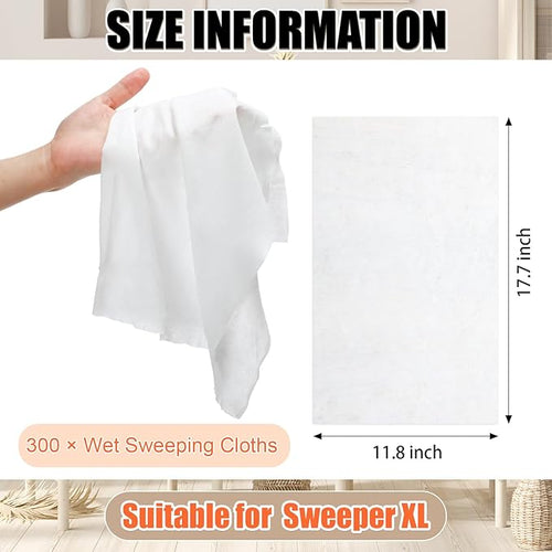 300 Counts Sweeper Wet Mopping Cloths 17.7 x 11.8'' X Large Wet Mop Pads - Image 2