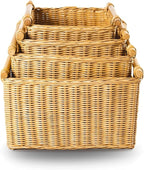 The Basket Lady Deep Pole Handle Wicker Storage Basket, 13.5 in L x 14 in W x 9 - Image 5