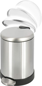 GLAD Small Trash Can, 1.2 Gallon | Round Stainless Steel Garbage Bin - Image 3