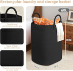 Laundry Basket, Woven Cotton Rope Laundry Hamper, 60L Versatile Storage - Image 2