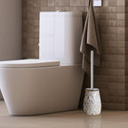 Escenzy Modern Toilet Brush and Holder Set | Natural Shell Mosaic Glass | - Image 3